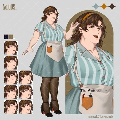 [同人][DL]【RJ01668528】立ち絵素材_表情差分9種【The Waitress】【isana137.artwork】