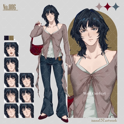 [同人][DL]【RJ01668529】立ち絵素材_表情差分9種【Wolf Cut Girl】【isana137.artwork】